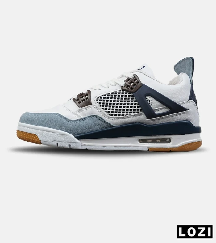 کتانی ساقدار بزرگ پا سفید آبی Nike air jordan 4 مدل 8450 - Image 2