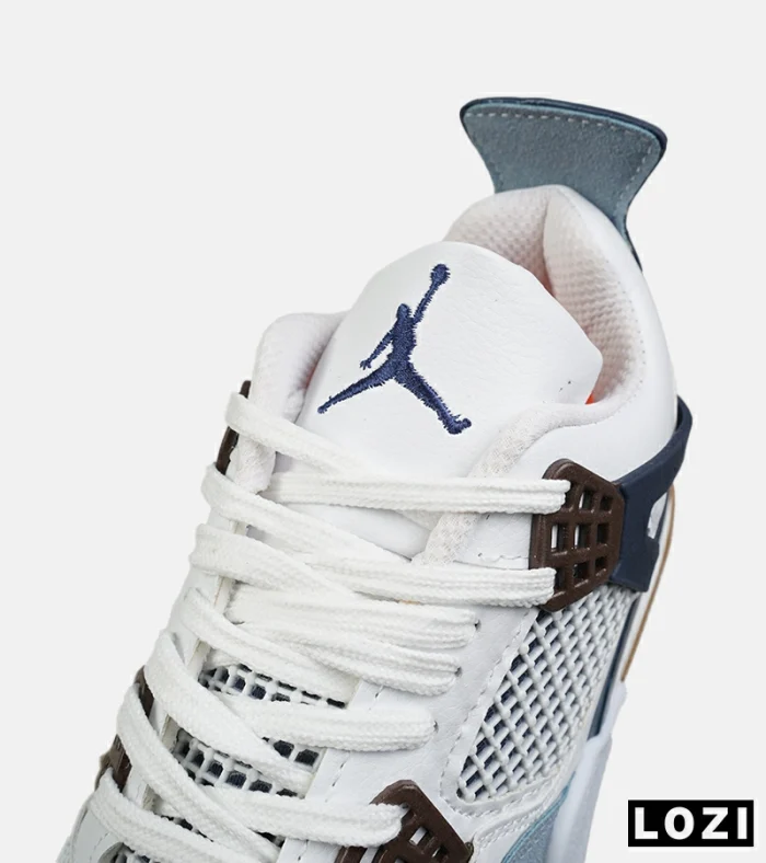 کتانی ساقدار بزرگ پا سفید آبی Nike air jordan 4 مدل 8450 - Image 6