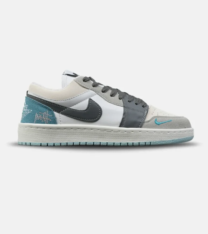کفش کتانی مردانه و زنانه سفید طوسی آبی NIKE jordan 1 مدل 8783 - Image 1