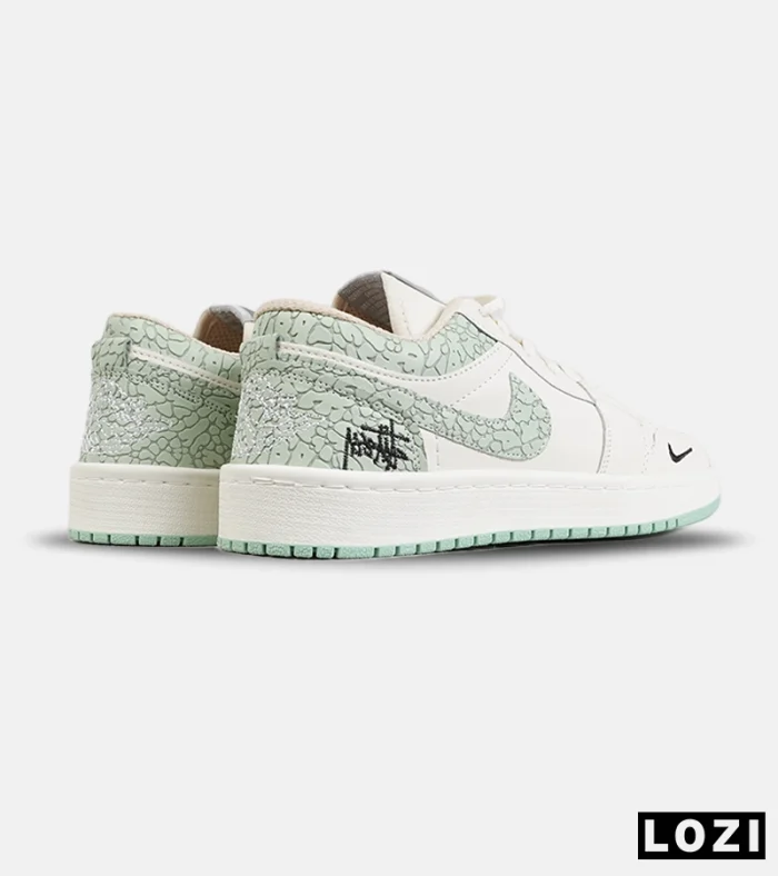 کفش کتانی مردانه و زنانه کرم سبز NIKE jordan 1 مدل 8789 - Image 3