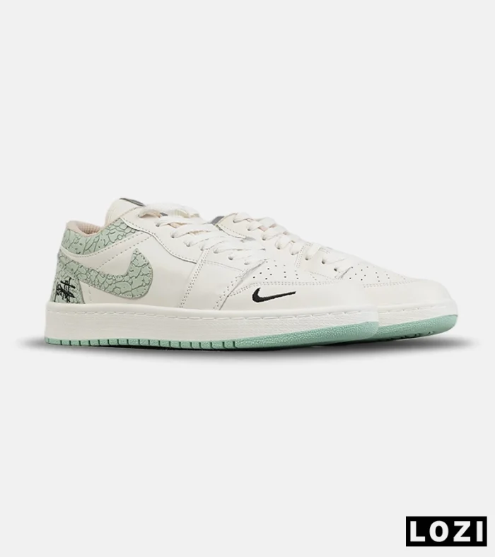 کفش کتانی مردانه و زنانه کرم سبز NIKE jordan 1 مدل 8789 - Image 2