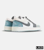 کفش کتانی مردانه و زنانه سفید طوسی آبی NIKE jordan 1 مدل 8783 - Image 5