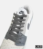 کفش کتانی مردانه و زنانه سفید طوسی آبی NIKE jordan 1 مدل 8783 - Image 6