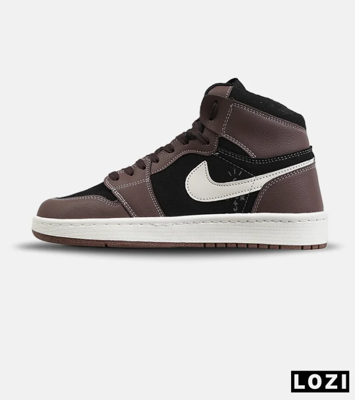 کفش کتانی ساقدار مردانه و زنانه قهوه ای سفید مشکی NIKE travis scott مدل 8796 - Image 3