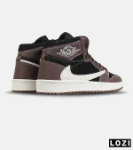 کفش کتانی ساقدار مردانه و زنانه قهوه ای سفید مشکی NIKE travis scott مدل 8796 - Image 5