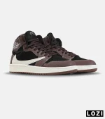 کفش کتانی ساقدار مردانه و زنانه قهوه ای سفید مشکی NIKE travis scott مدل 8796 - Image 2