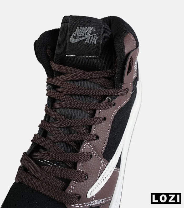 کفش کتانی ساقدار مردانه و زنانه قهوه ای سفید مشکی NIKE travis scott مدل 8796 - Image 6