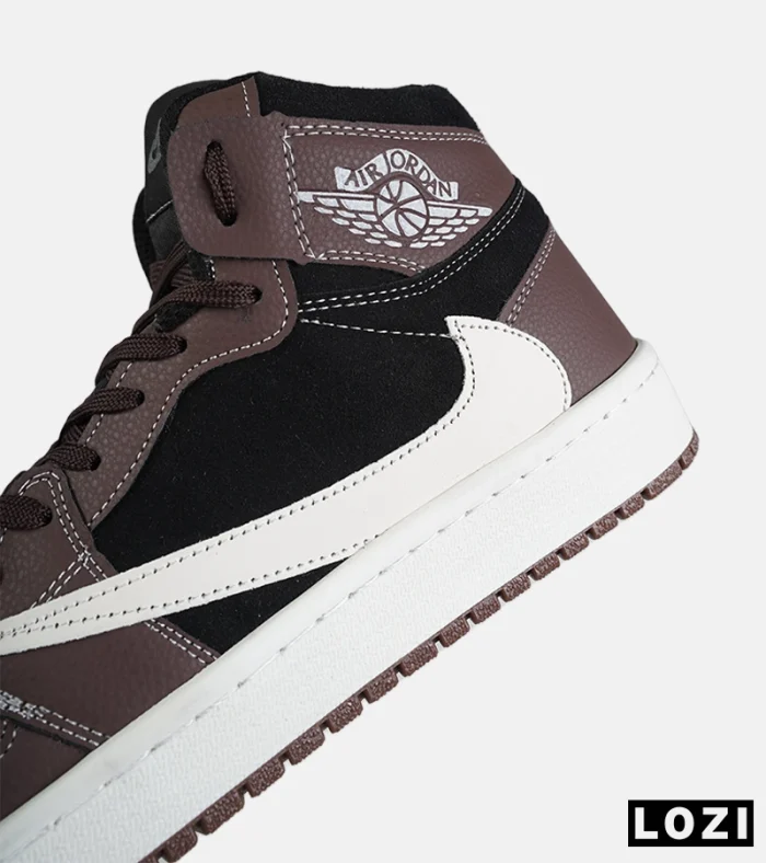 کفش کتانی ساقدار مردانه و زنانه قهوه ای سفید مشکی NIKE travis scott مدل 8796 - Image 4
