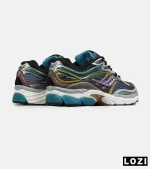 کفش کتانی مردانه و زنانه بنفش سبز طلایی Saucony pro grid omni 8 مدل 8898 - Image 3