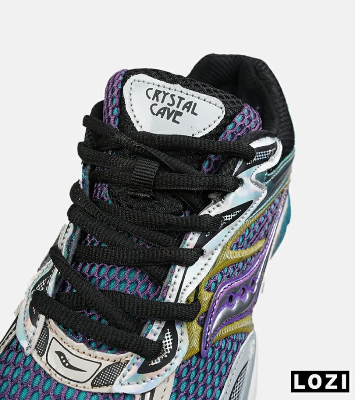 کفش کتانی مردانه و زنانه بنفش سبز طلایی Saucony pro grid omni 8 مدل 8898 - Image 5