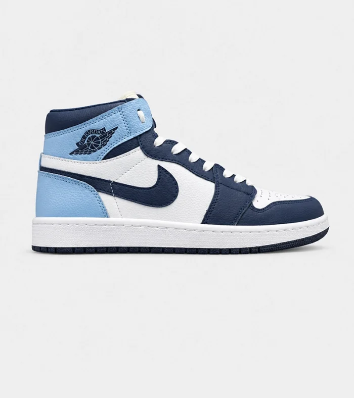 کتانی نایک Air Jordan 1 سفید آبی سرمه‌ای مدل 9712 | استایل Navy Street - Image 1