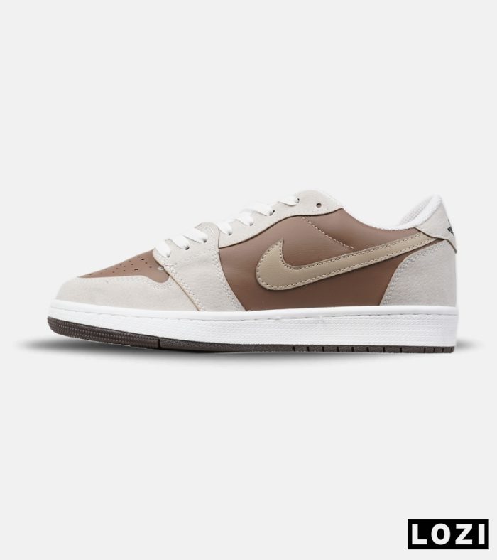 کفش کتانی مردانه و زنانه سفید کرم قهوه ای 1 NIKE AIR JORDAN مدل 8457 - Image 3