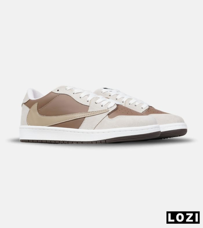 کفش کتانی مردانه و زنانه سفید کرم قهوه ای 1 NIKE AIR JORDAN مدل 8457 - Image 2